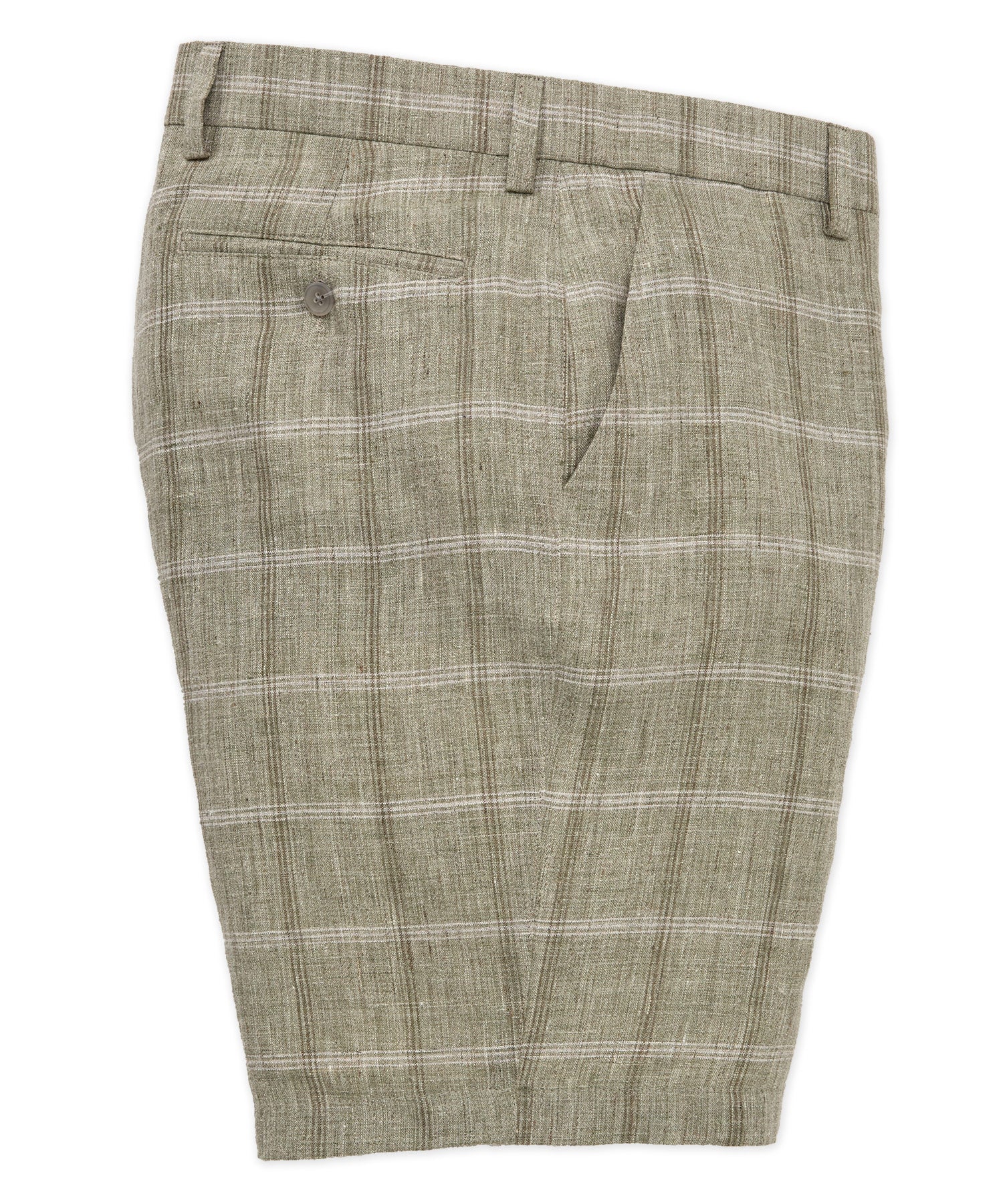 Westport Black Mayfair Linen Flat-Front Check Shorts - Image 6