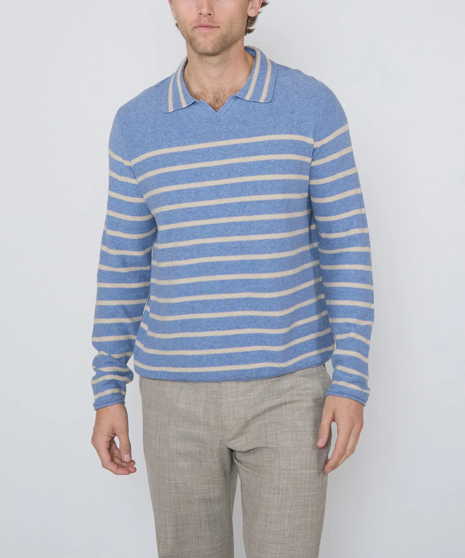 Westport Black Aruba Linen Blend V-Neck Polo - Image 5