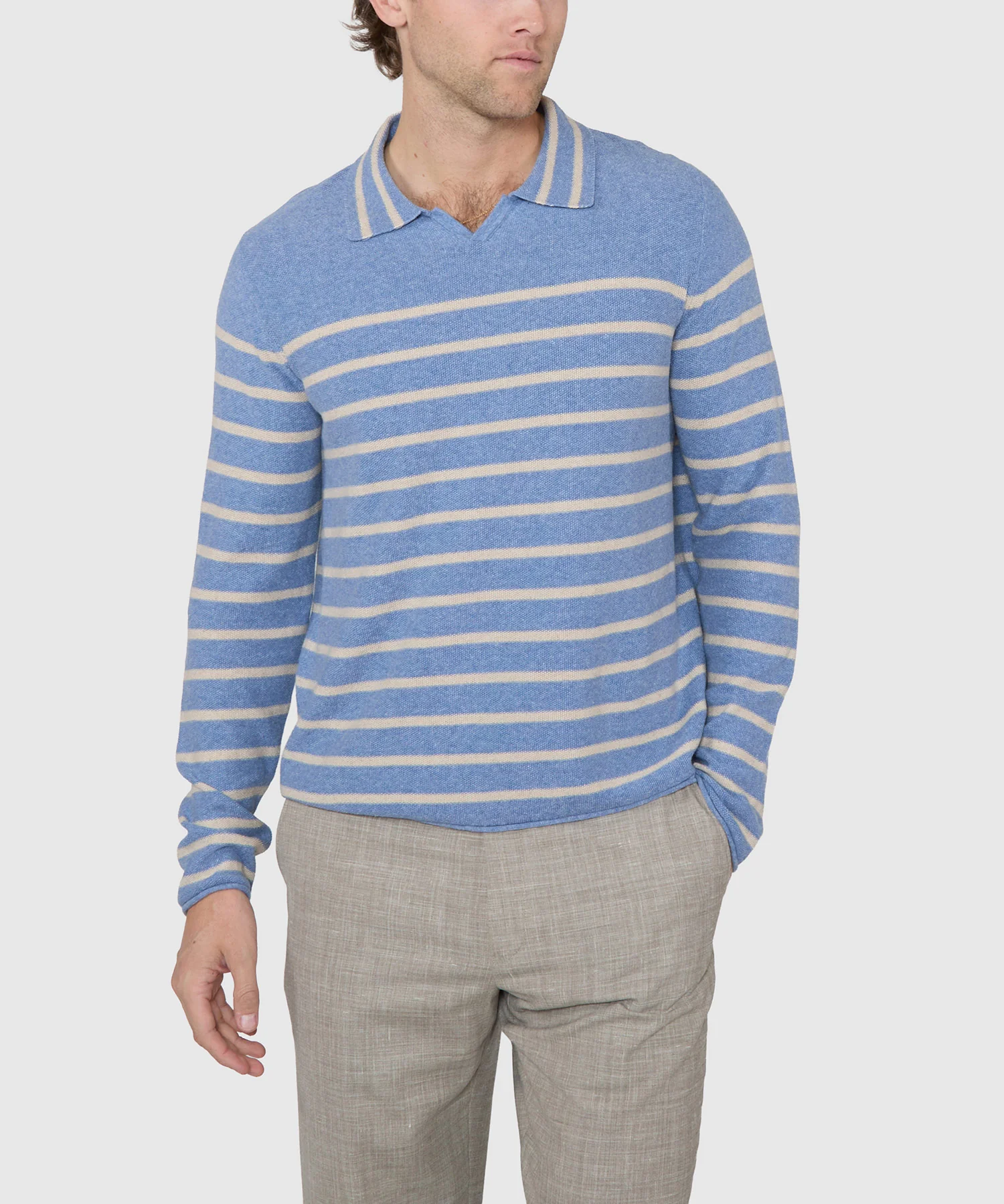Westport Black Aruba Linen Blend V-Neck Polo - Image 7
