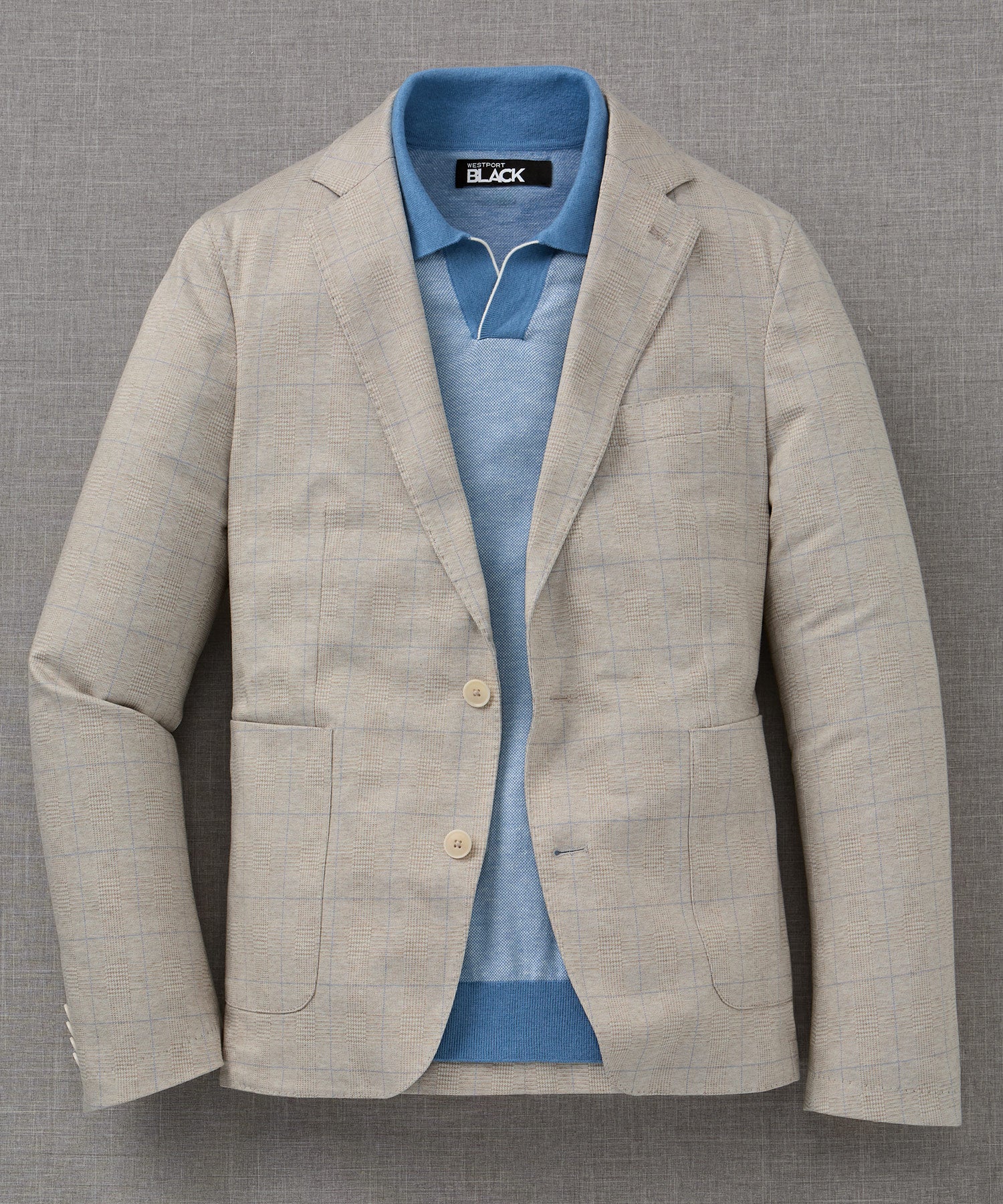Westport Black Prince of Wales Plaid Knit Blazer - Image 2