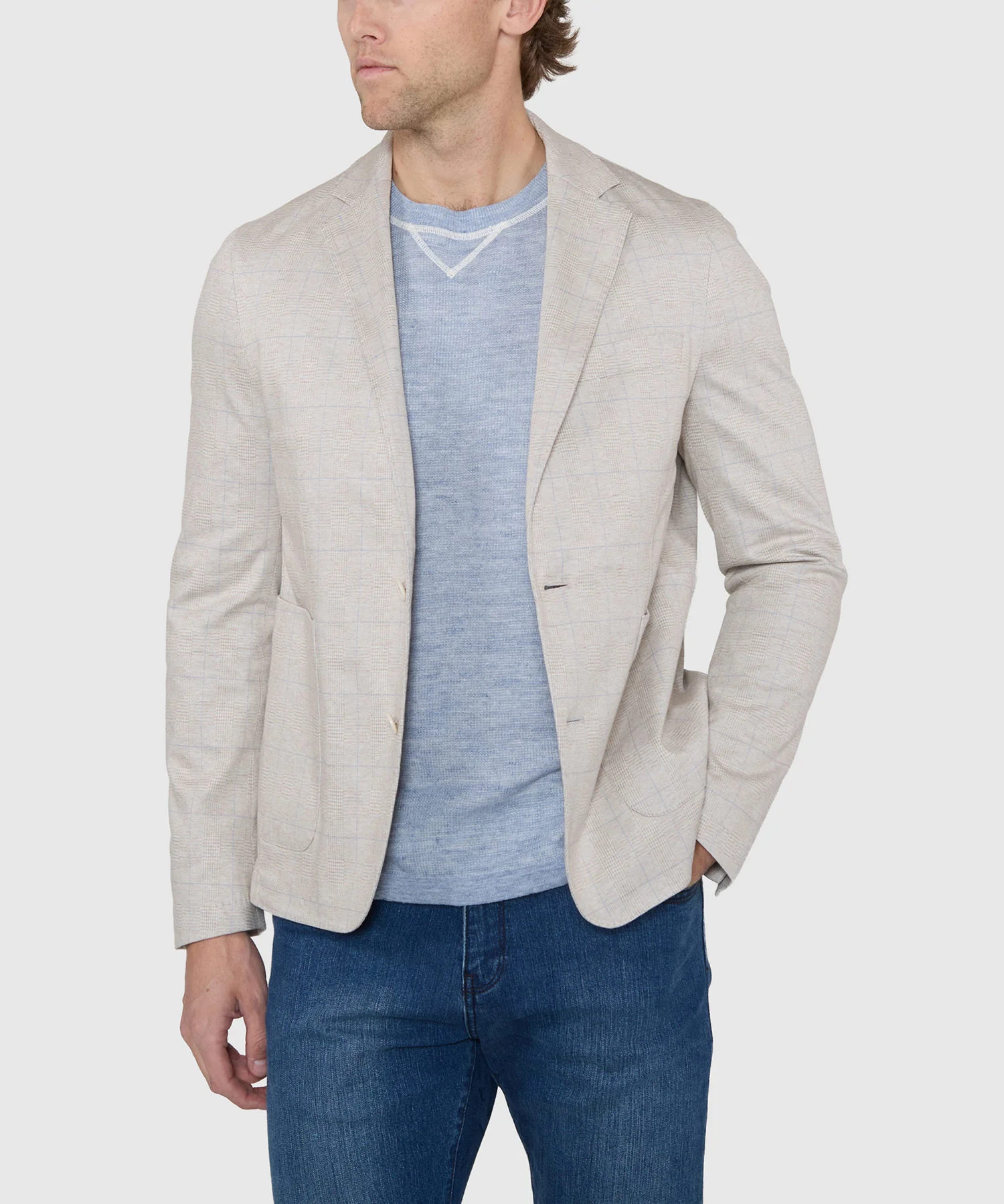 Westport Black Prince of Wales Plaid Knit Blazer - Image 3