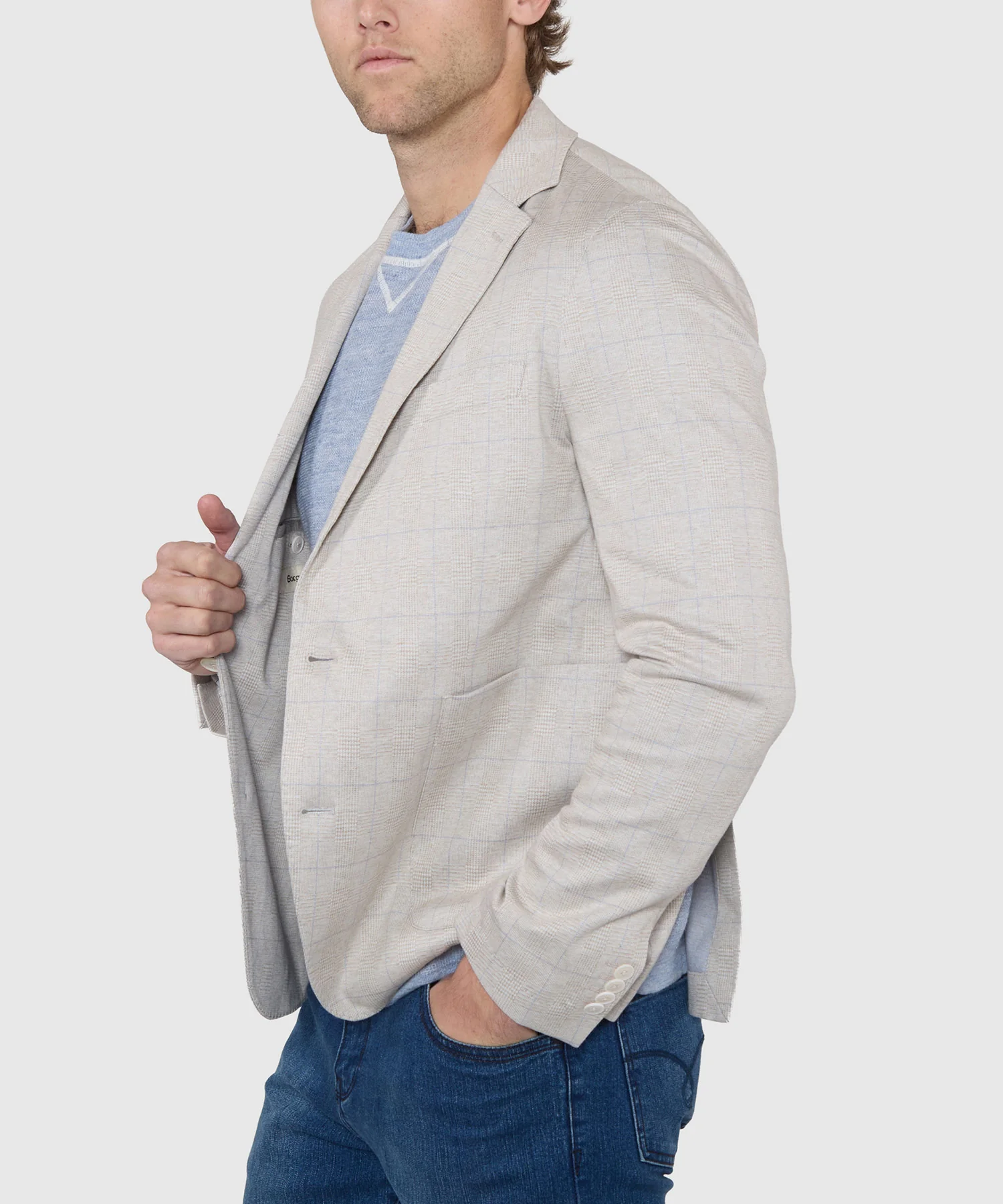 Westport Black Prince of Wales Plaid Knit Blazer - Image 6
