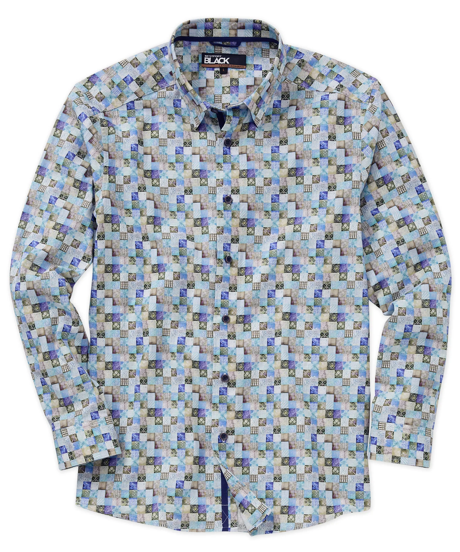 Westport Black Long Sleeve Print Sport Shirt