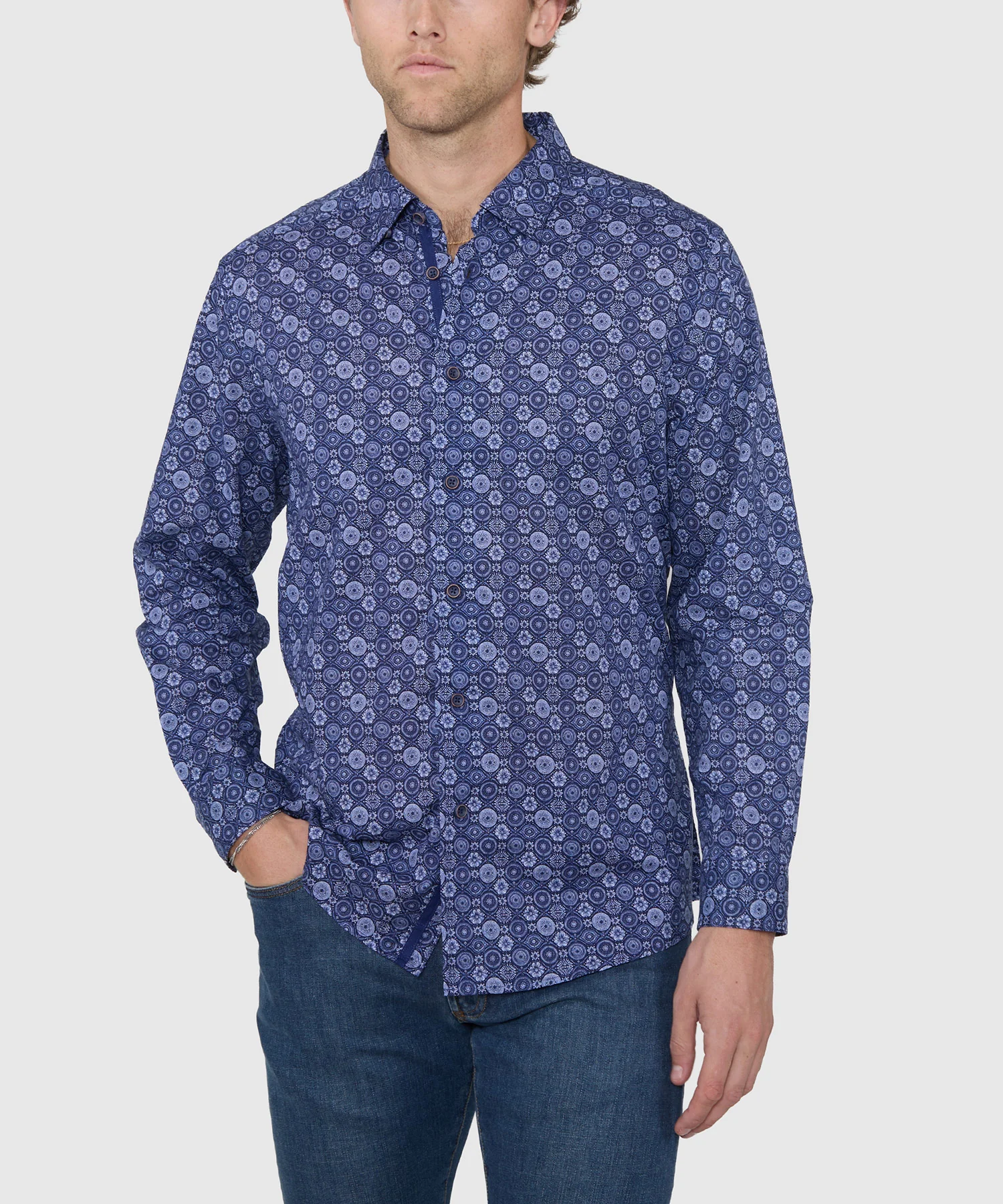 Westport Black Long Sleeve Print Sport Shirt - Image 4