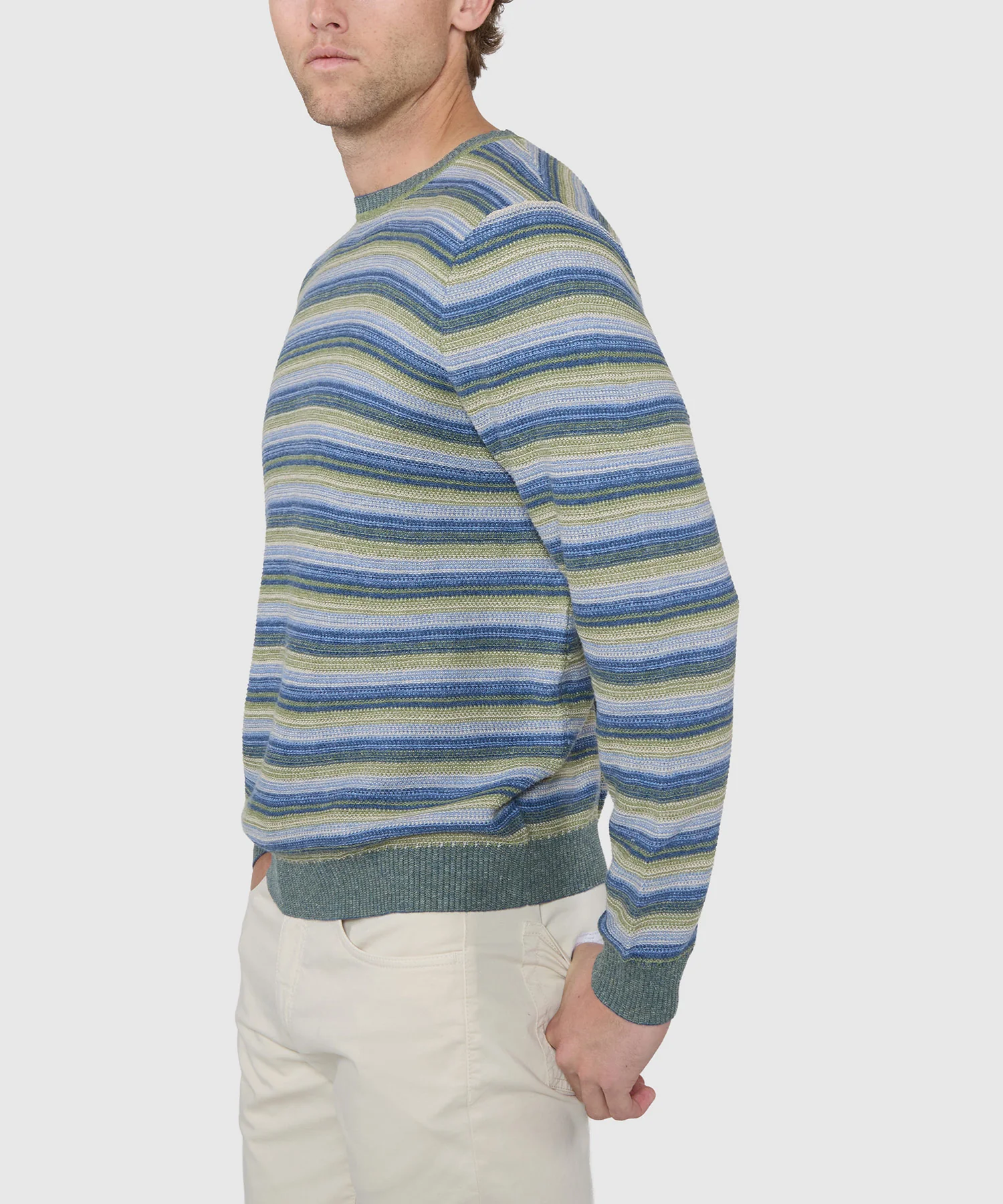 Westport Black Textured Stripe Crew Sweater - Image 3