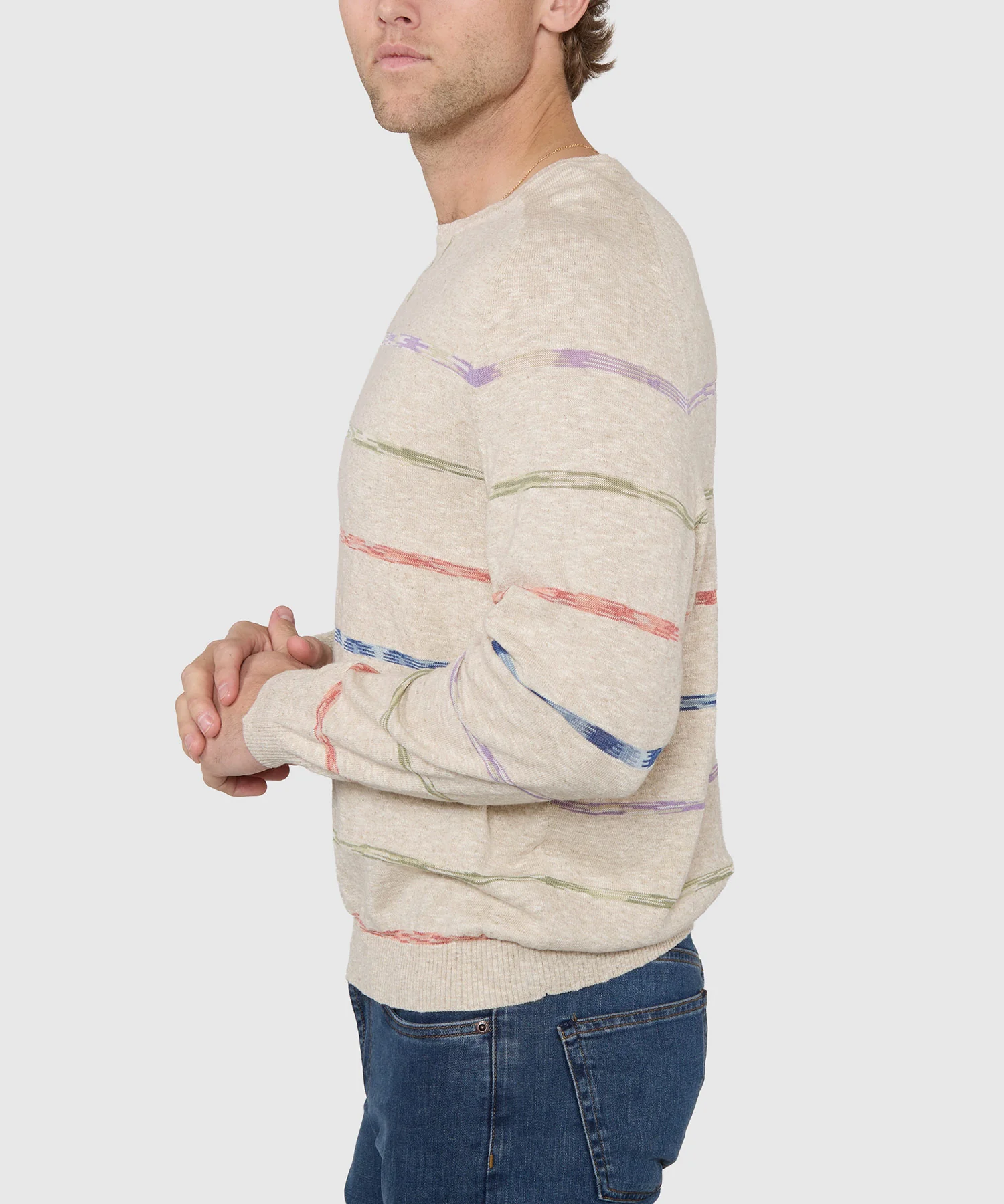 Westport Black Space Dye Stripe Crew Sweater - Image 3