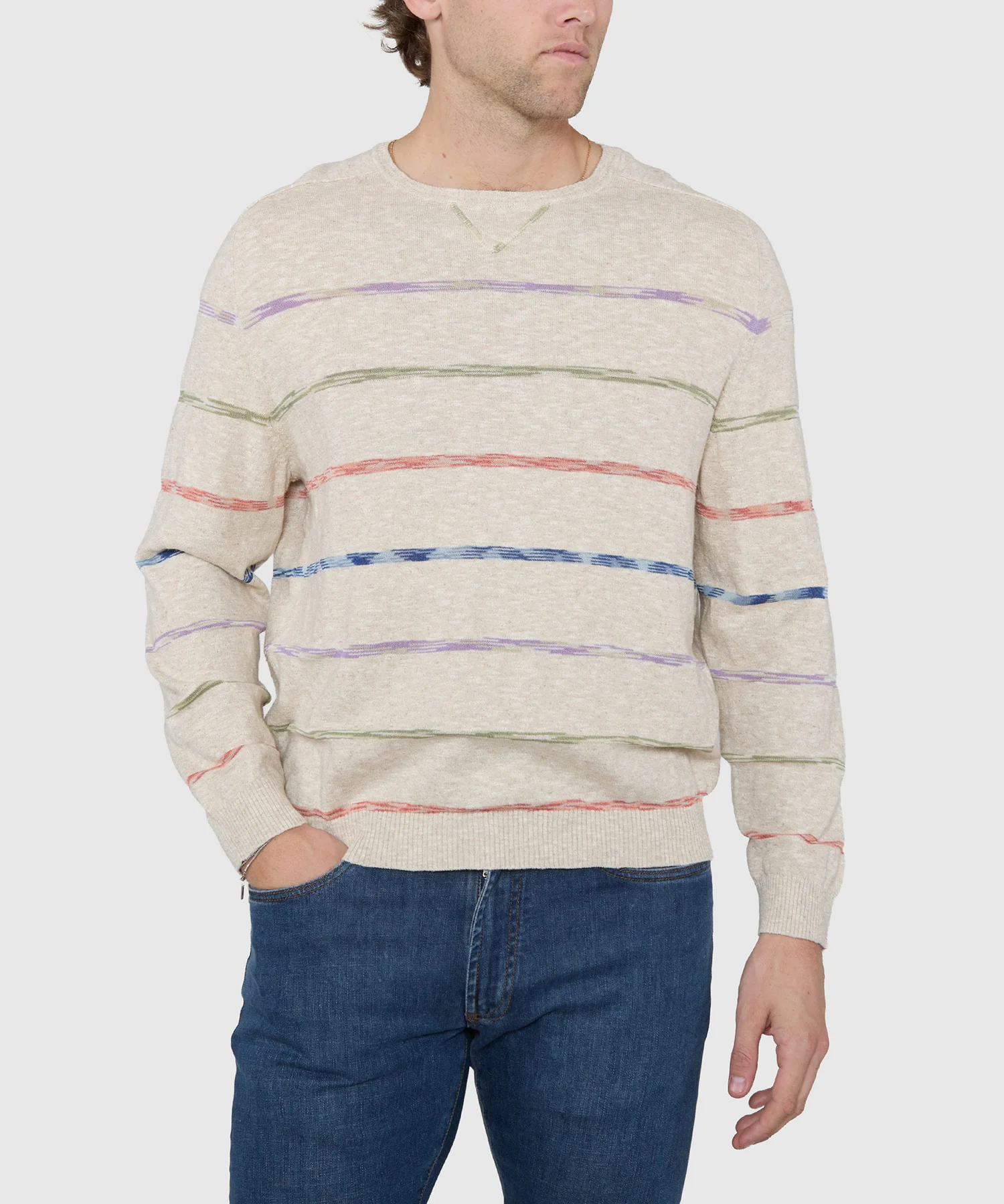 Westport Black Space Dye Stripe Crew Sweater - Image 4