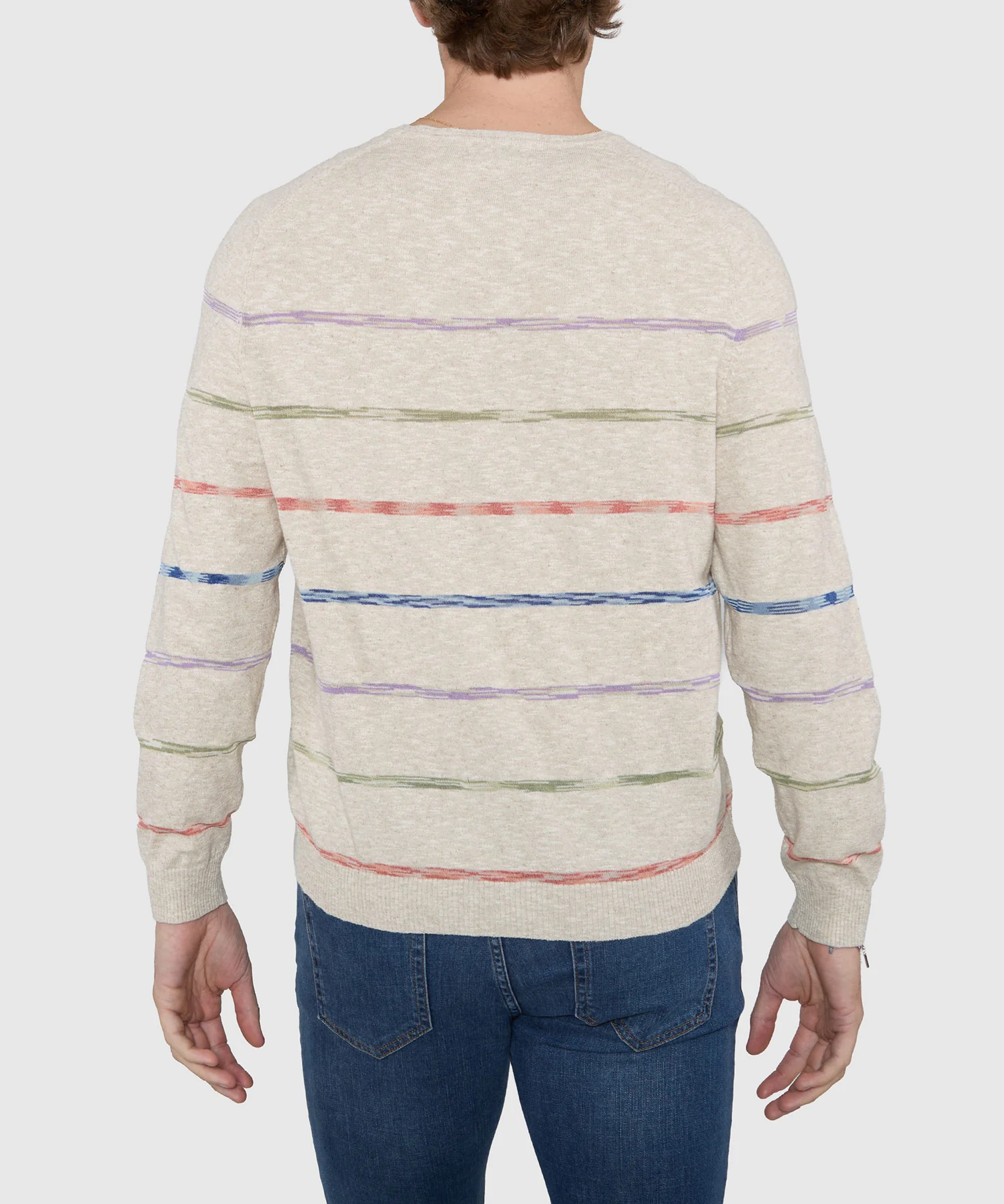Westport Black Space Dye Stripe Crew Sweater - Image 5
