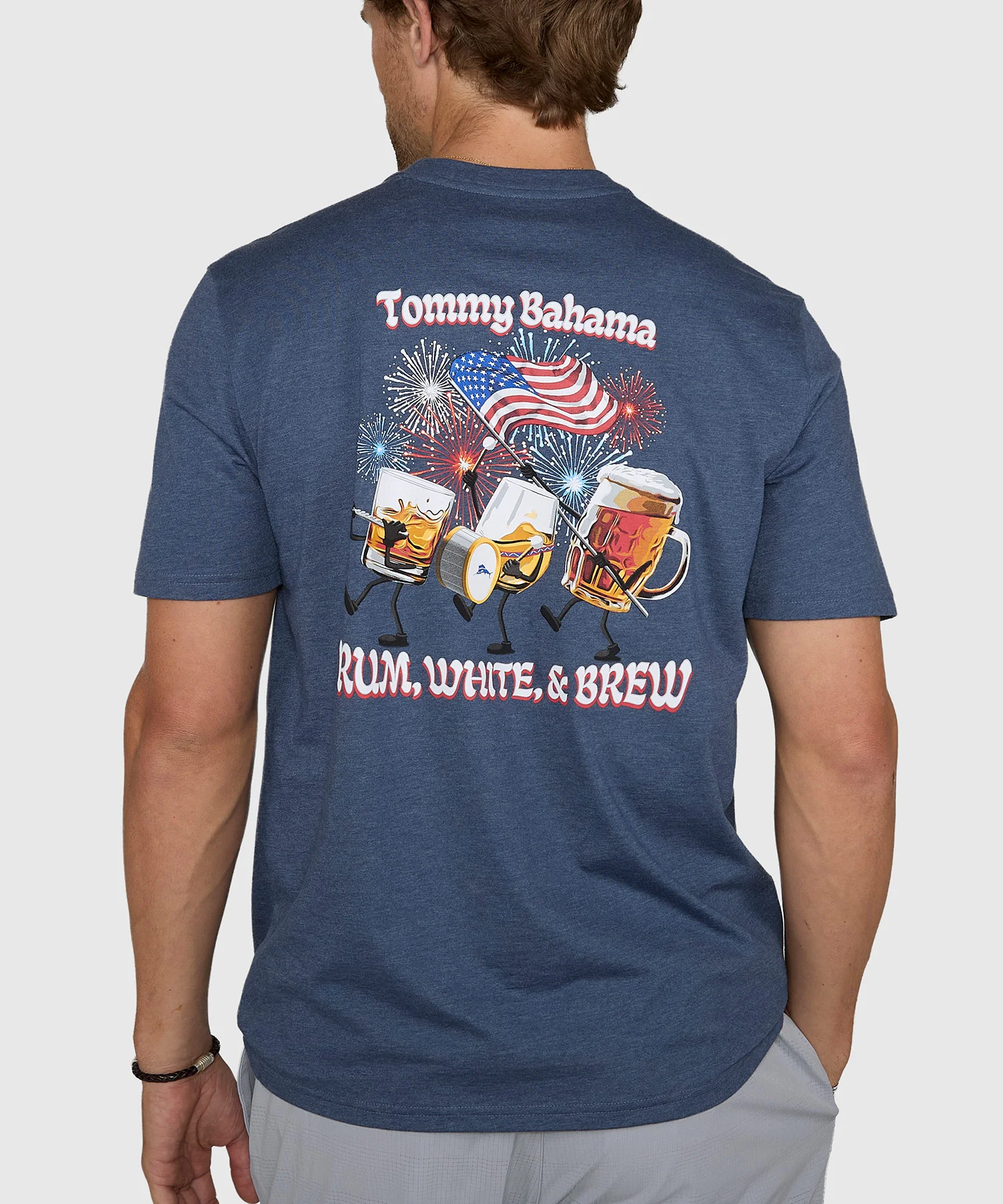 Tommy Bahama Rum White and Brew Crew Neck T-Shirt - Image 3