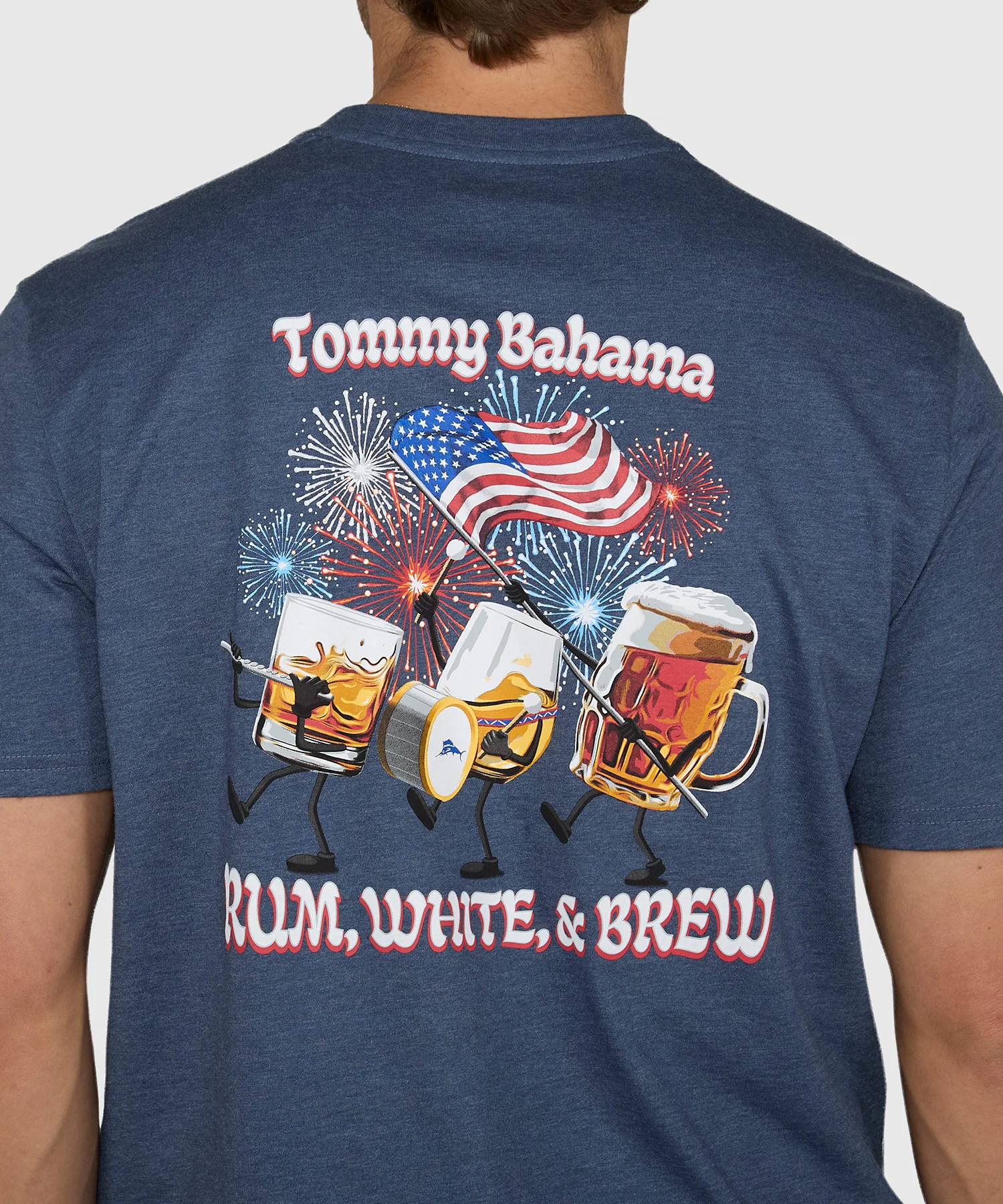 Tommy Bahama Rum White and Brew Crew Neck T-Shirt - Image 4