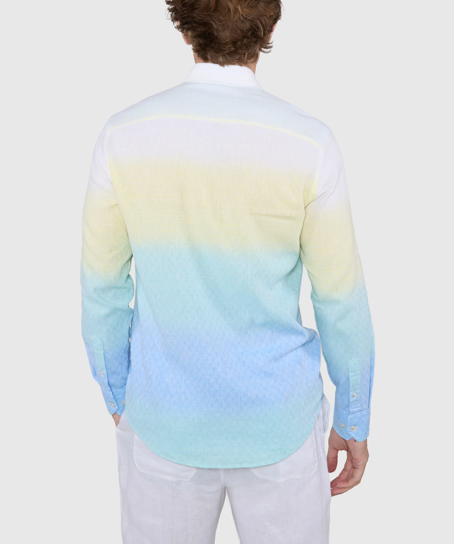 Westport Black Long Sleeve Button-Down Cotton-Linen Ombre Sport Shirt - Image 4