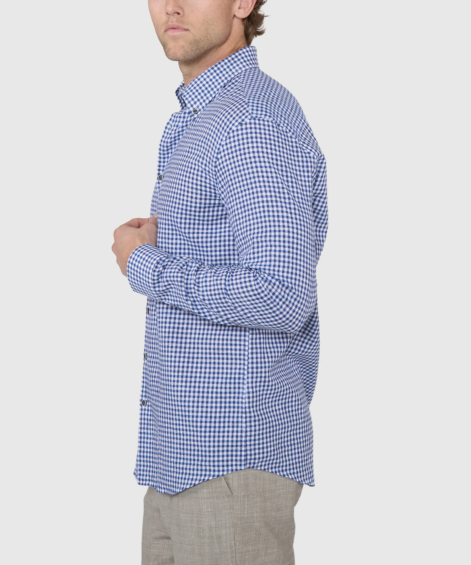 Westport Black Long Sleeve Button-Down Collar Linen Cotton Sport Shirt - Image 3