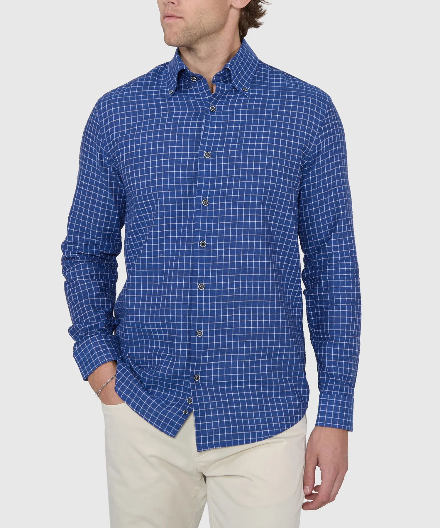 Westport Black Long Sleeve Button-Down Collar Linen Cotton Sport Shirt - Image 5