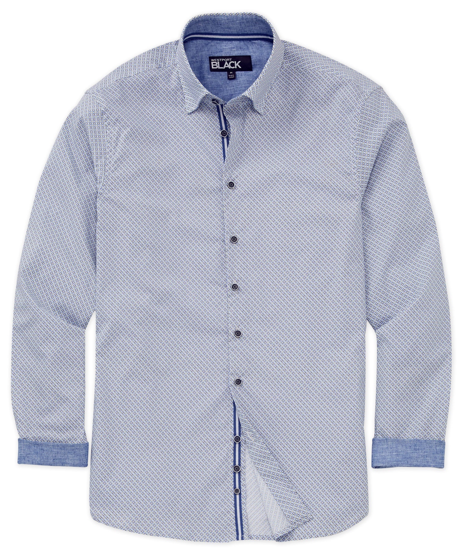 Westport Black Long Sleeve Print Sport Shirt
