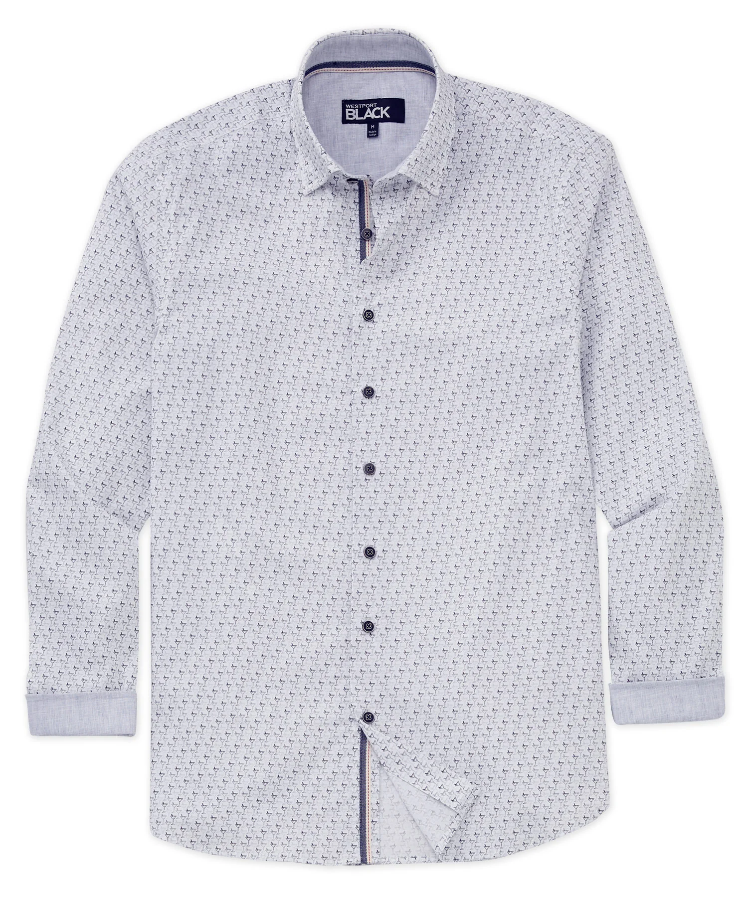 Westport Black Long Sleeve Print Sport Shirt
