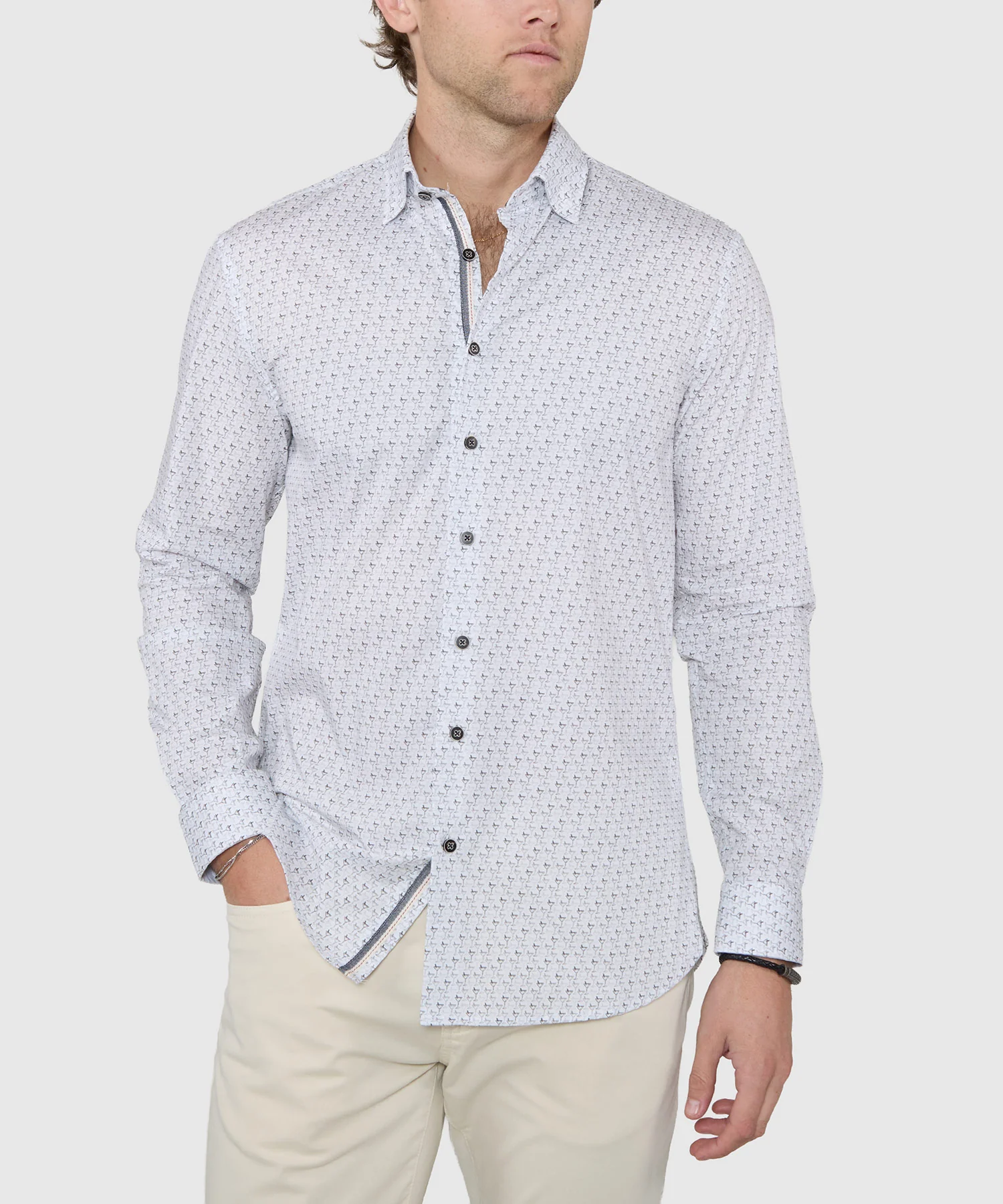 Westport Black Long Sleeve Print Sport Shirt - Image 2