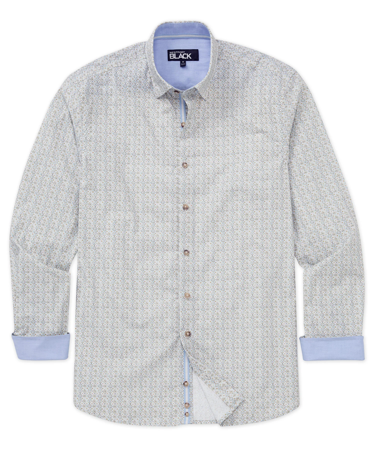 Westport Black Long Sleeve Print Sport Shirt