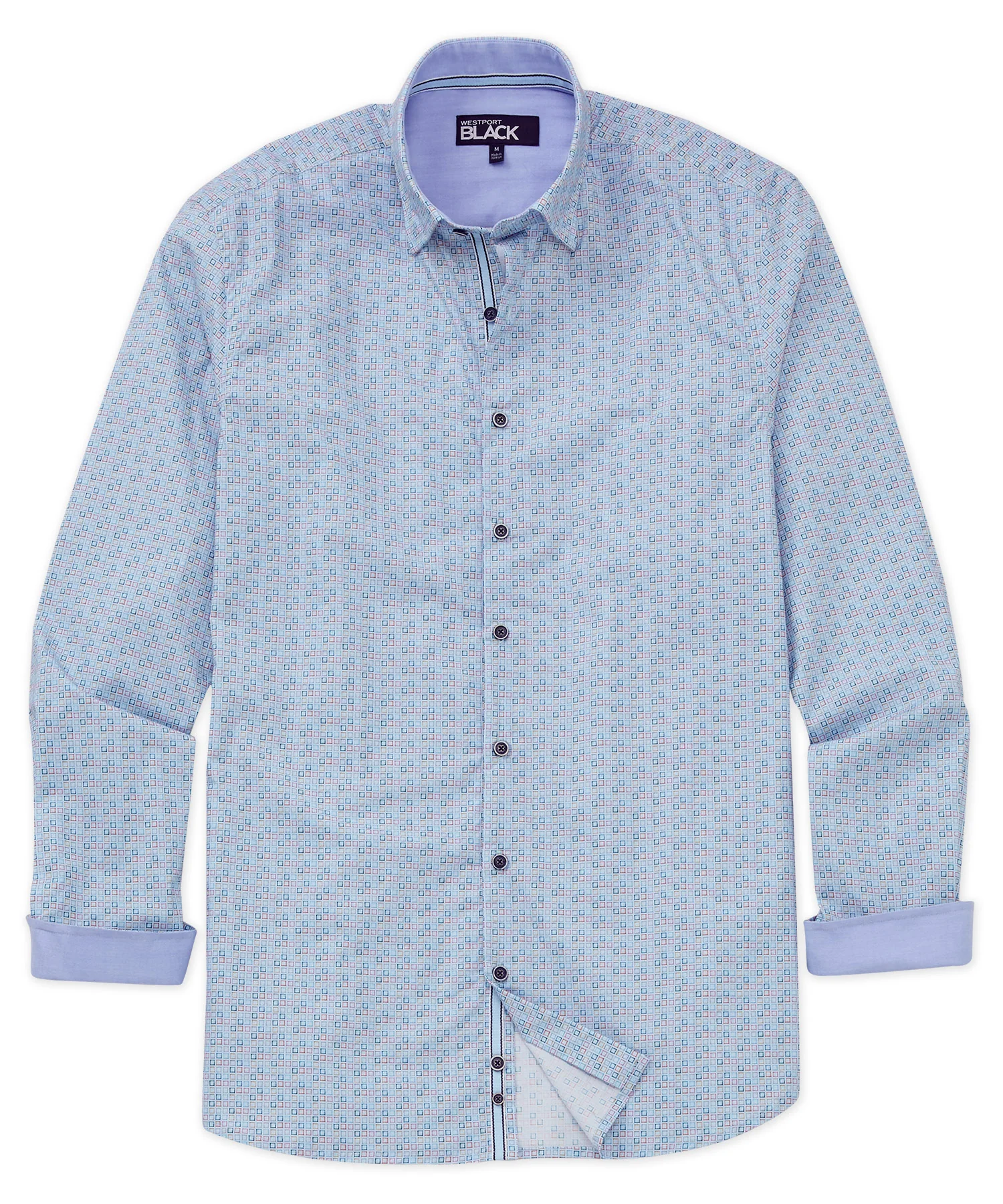 Westport Black Long Sleeve Print Sport Shirt