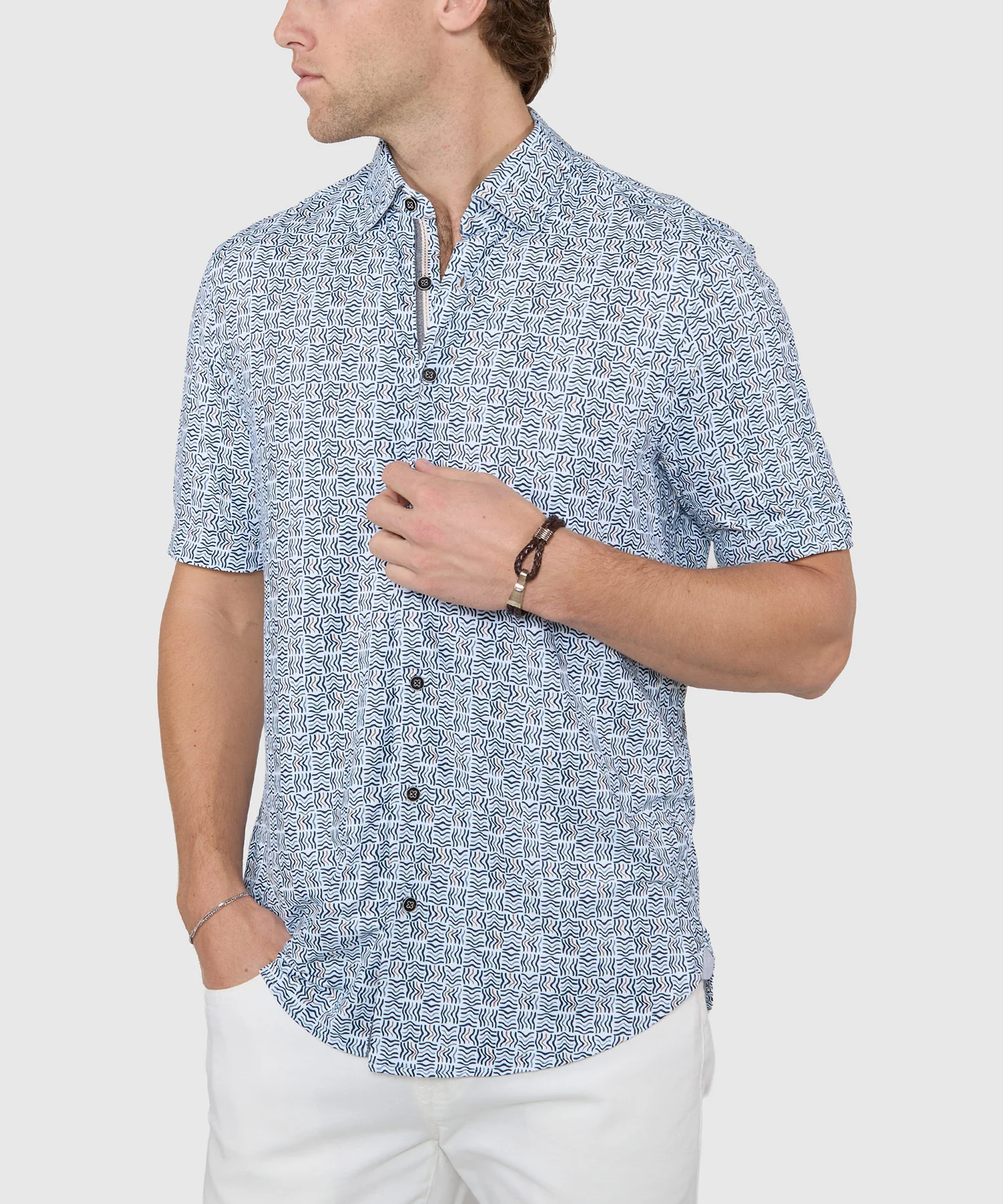 Westport Black Short Sleeve Printed Sport Shirt - Image 2