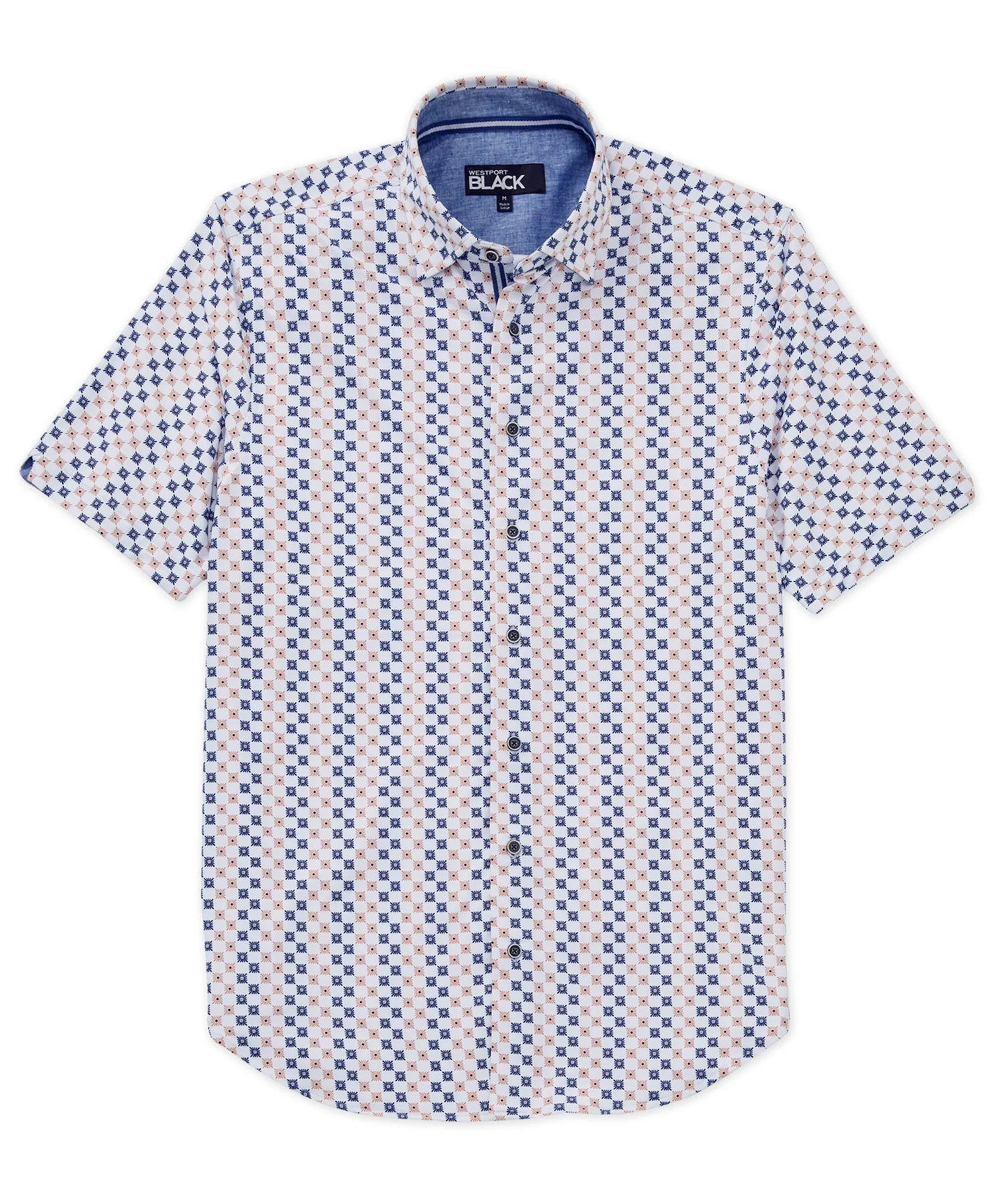 Westport Black Short Sleeve Printed Sport Shirt