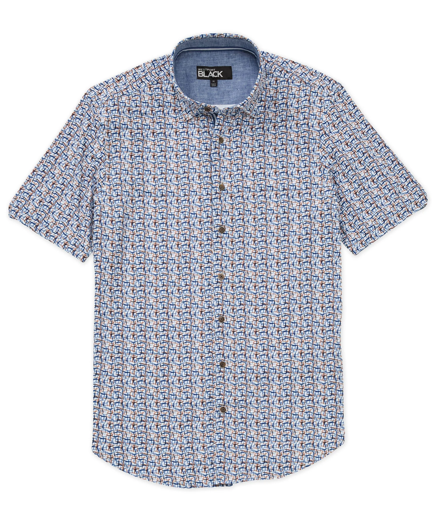 Westport Black Short Sleeve Printed Sport Shirt