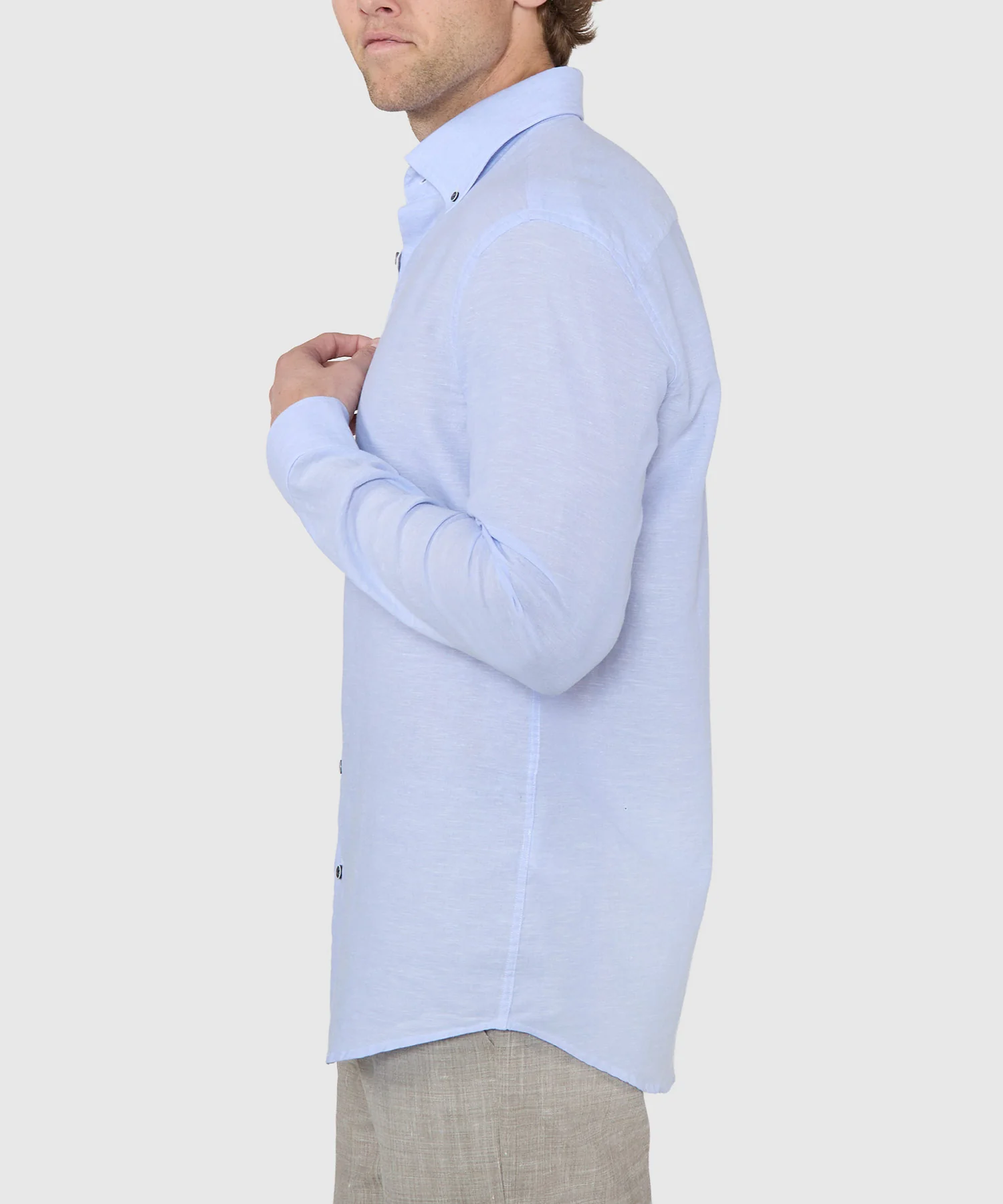 Westport Black Long Sleeve Button-Down Collar Linen-Cotton Sport Shirt - Image 4