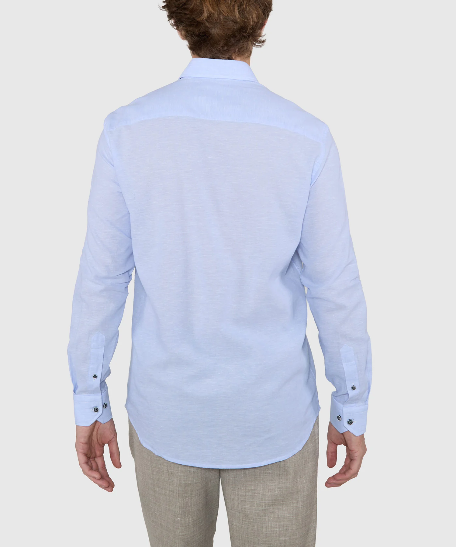 Westport Black Long Sleeve Button-Down Collar Linen-Cotton Sport Shirt - Image 5