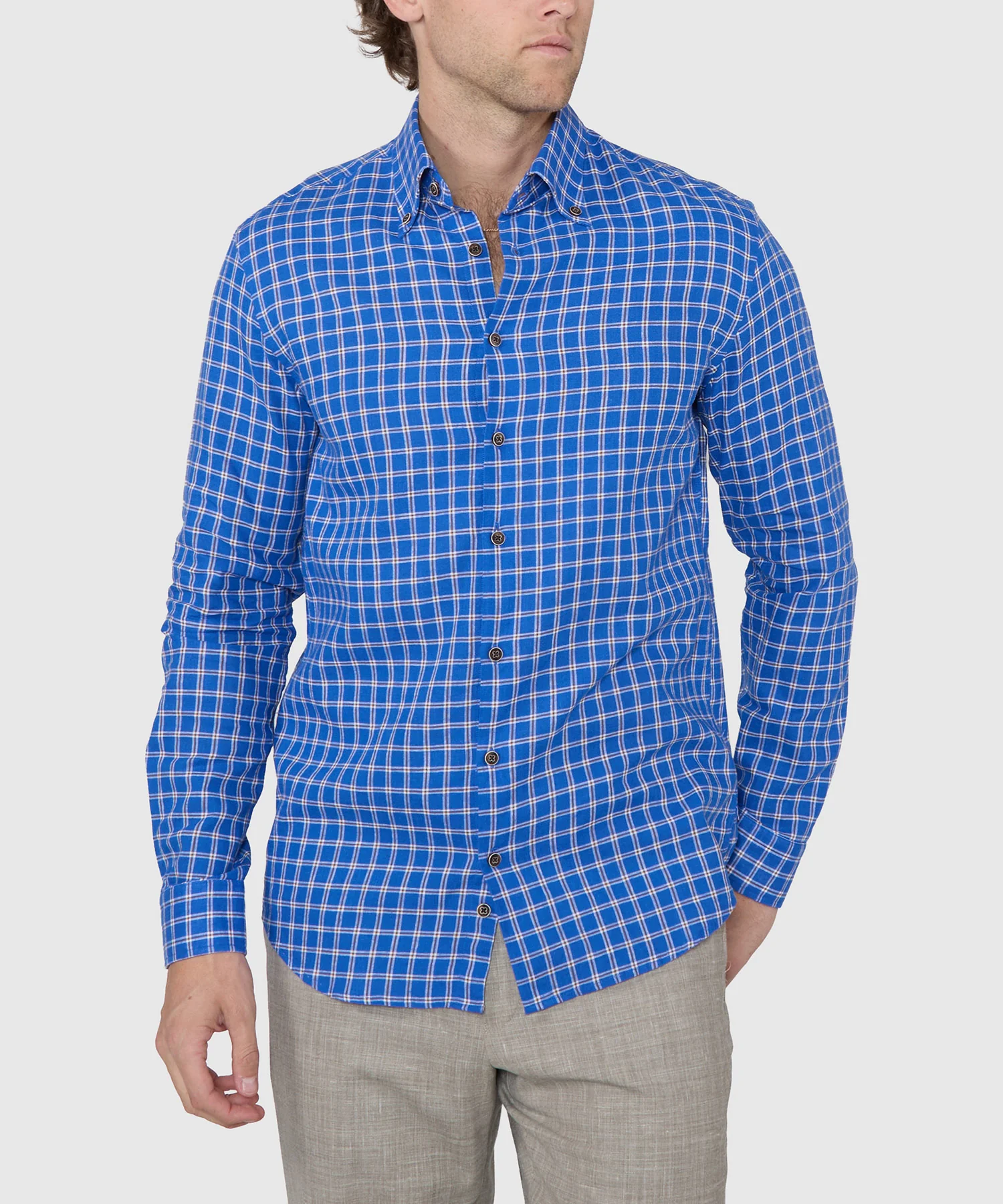 Westport Black Long Sleeve Button-Down Collar Linen-Cotton Sport Shirt - Image 3