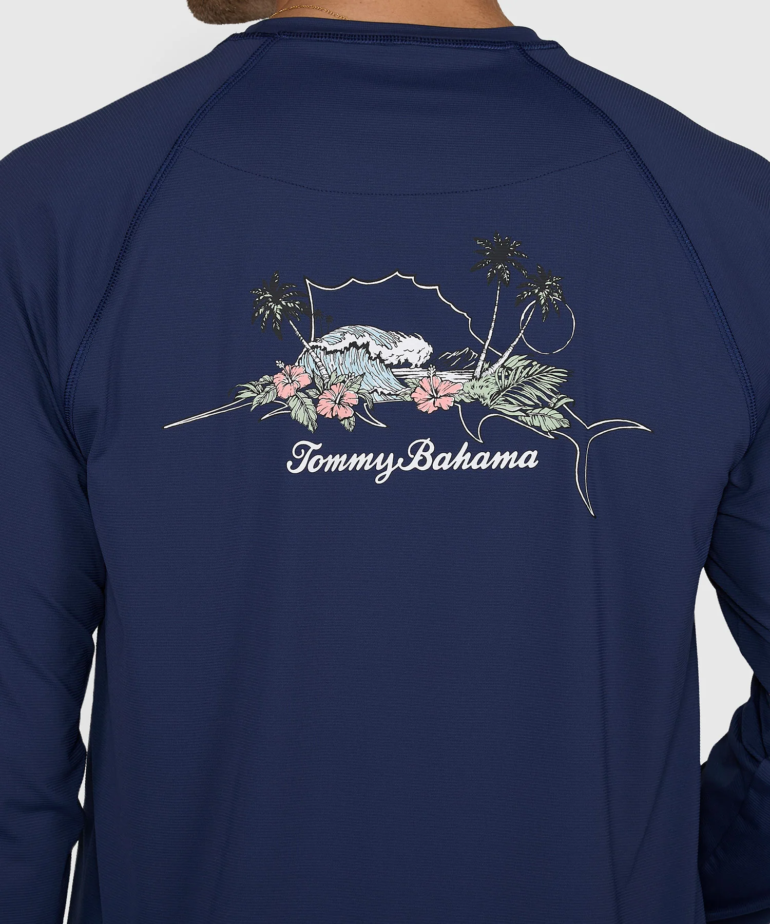 Tommy Bahama Long Sleeve Chill Time Bay Crew Rash Guard Swim Shirt - Image 3