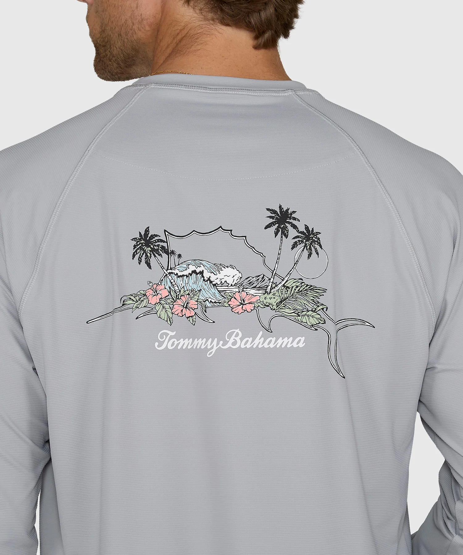 Tommy Bahama Long Sleeve Chill Time Bay Crew Rash Guard Swim Shirt - Image 8