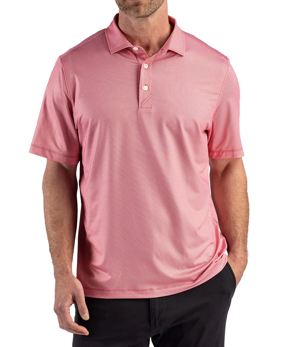 Cutter & Buck Short Sleeve Pike Recycled Lattice Print Polo - Image 3