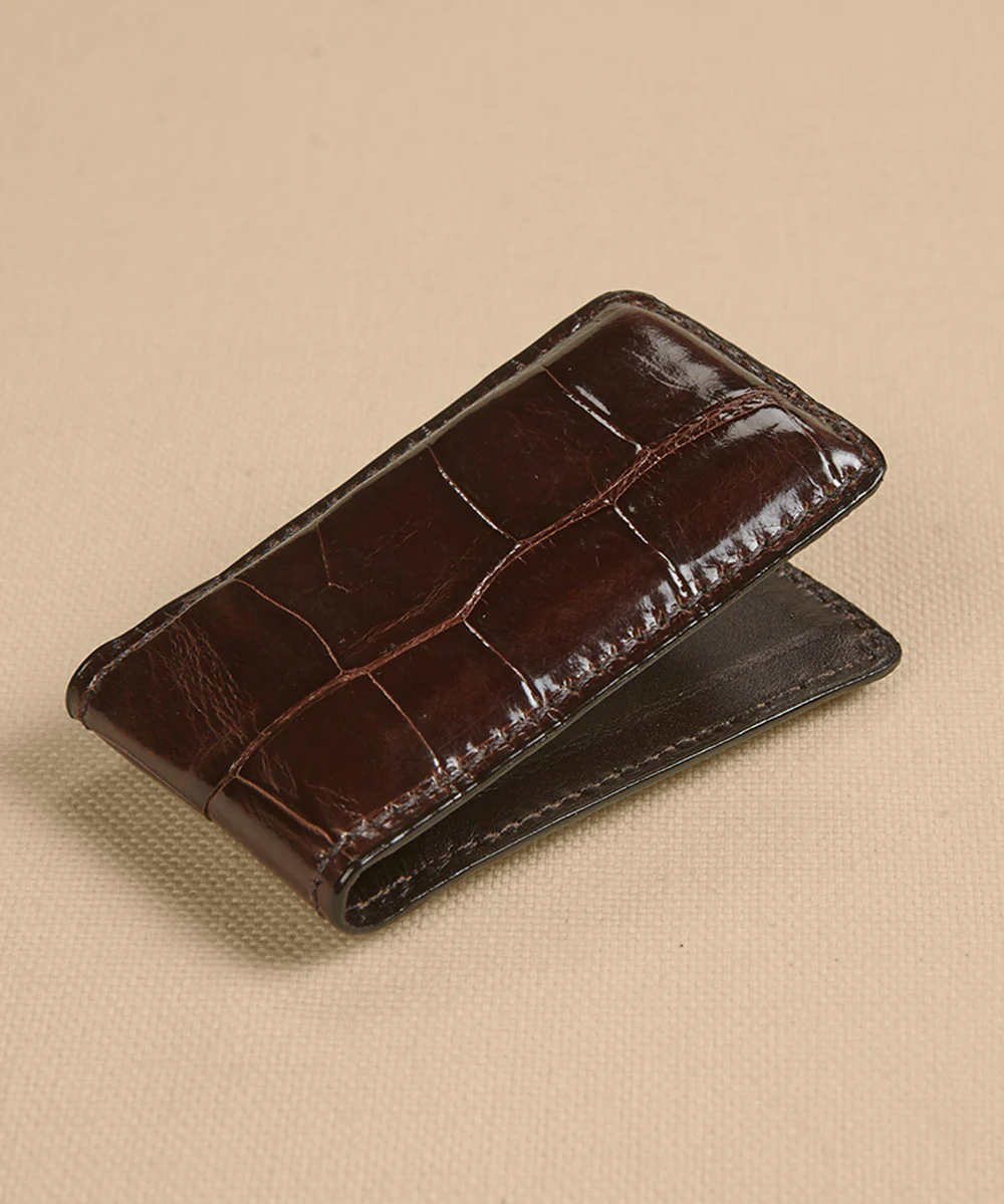 Torino Genuine Alligator Leather Magnetic Money Clip - Image 2