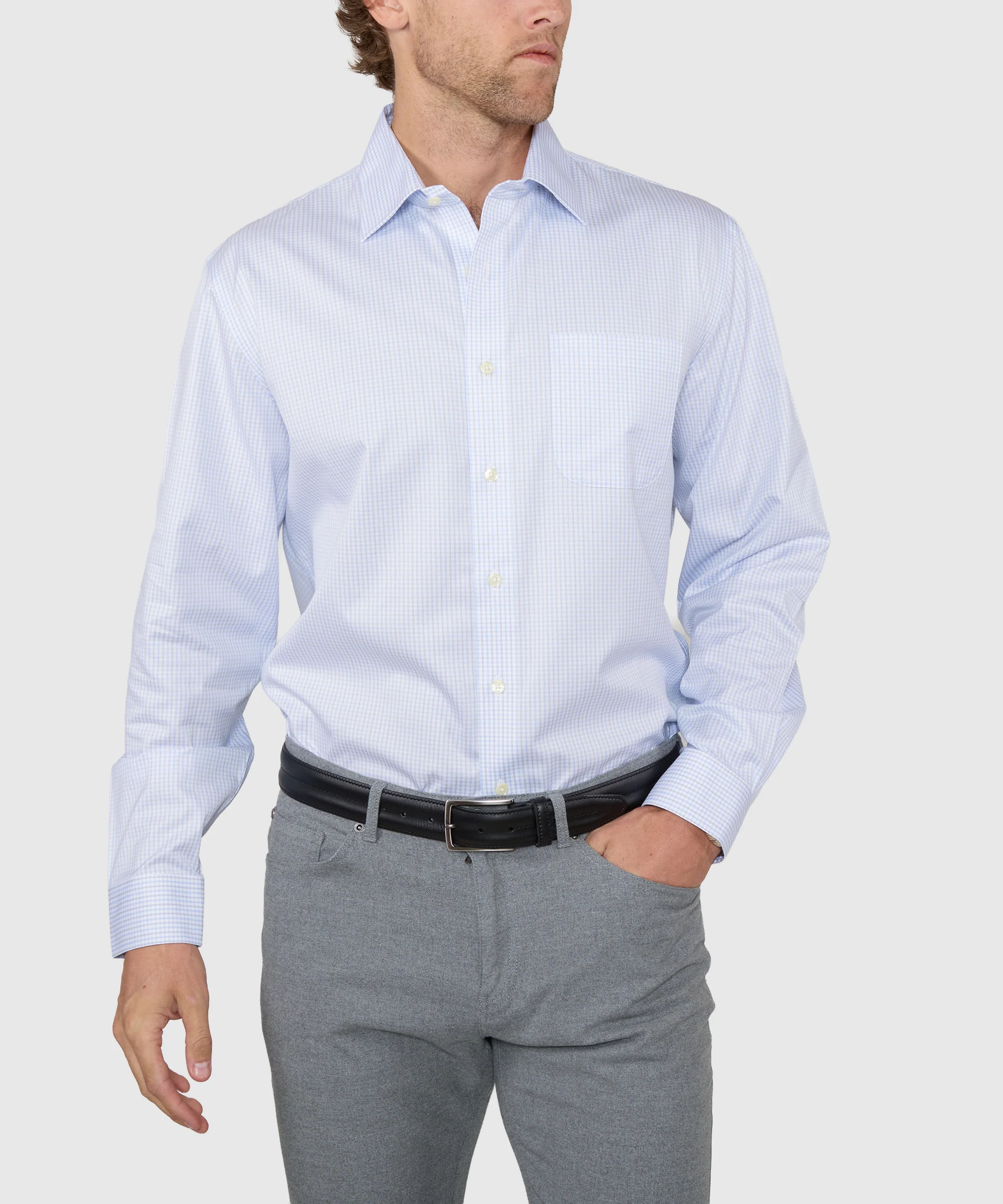 Wilkes & Riley Long Sleeve Dobby Check Dress Shirt - Image 4