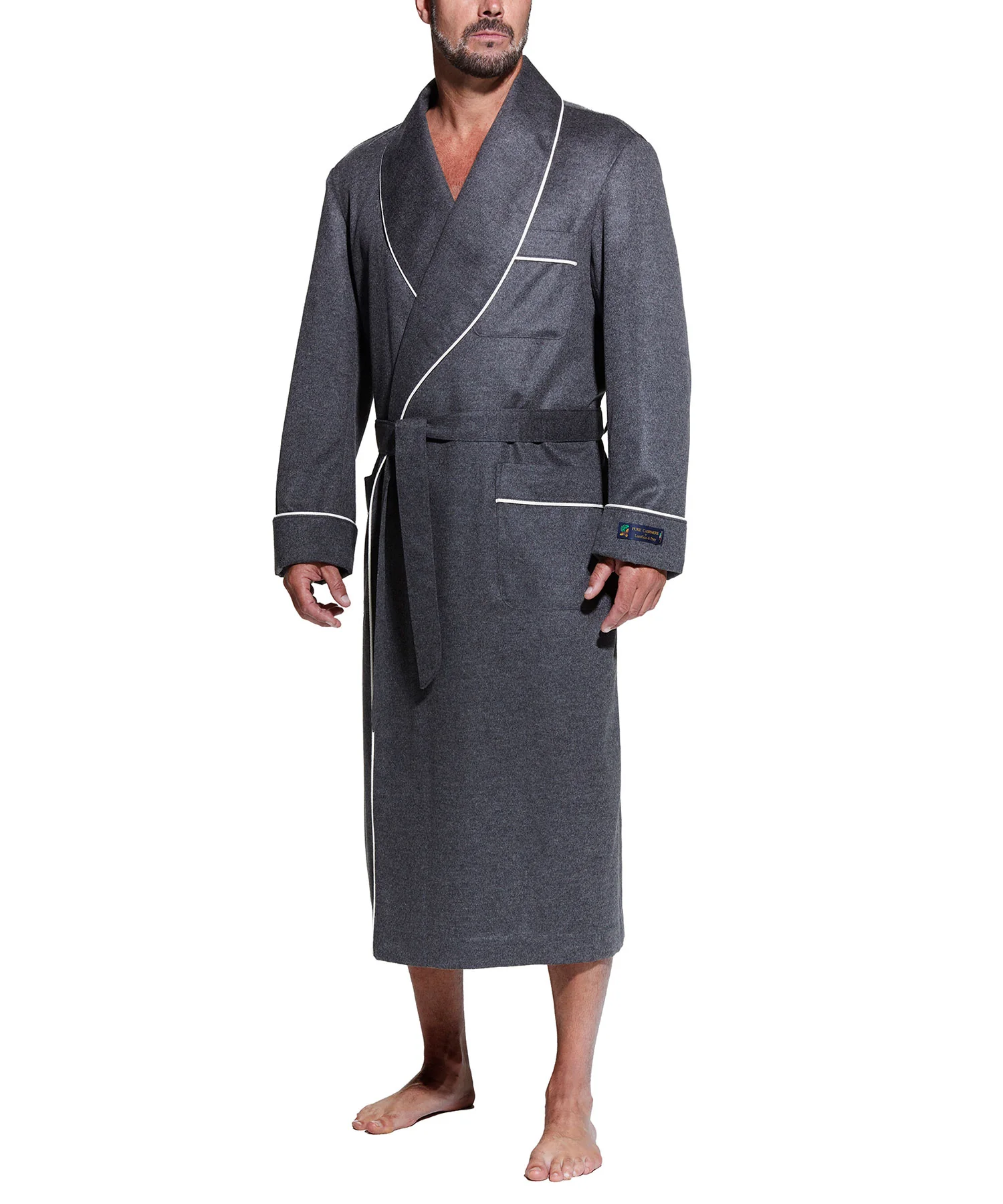 Westport Black Made-to-Order Customizable Cashmere Shawl Robe - Image 11