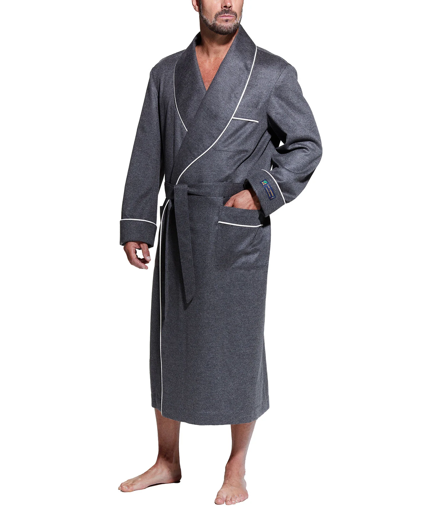 Westport Black Made-to-Order Customizable Cashmere Shawl Robe - Image 12