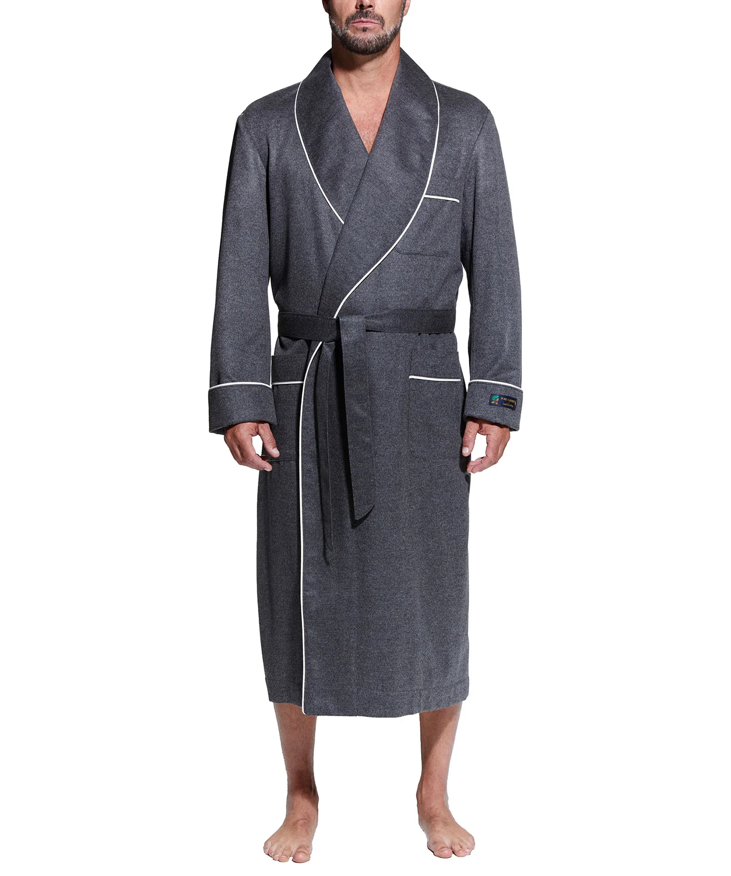 Westport Black Made-to-Order Customizable Cashmere Shawl Robe - Image 13