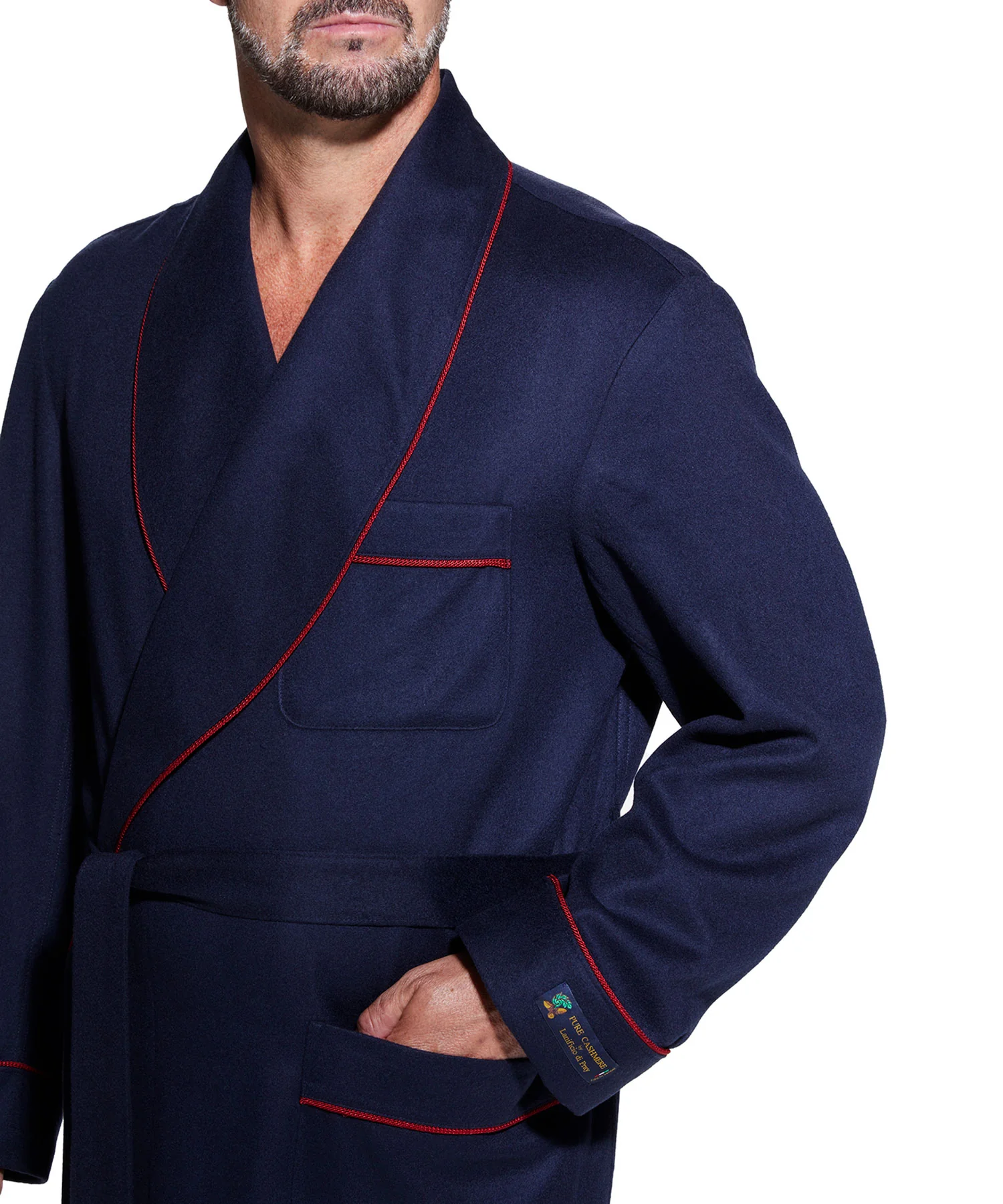 Westport Black Made-to-Order Customizable Cashmere Shawl Robe - Image 17
