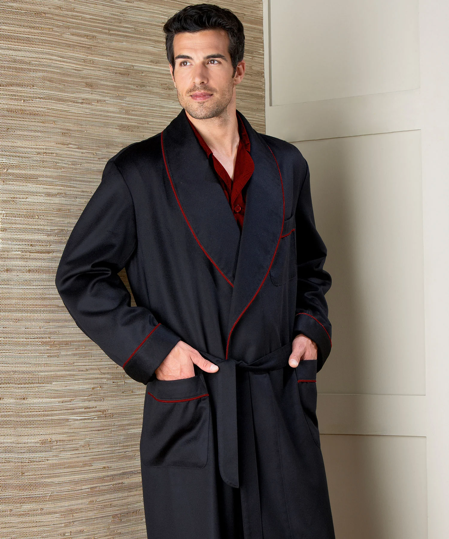 Westport Black Made-to-Order Customizable Cashmere Shawl Robe - Image 4