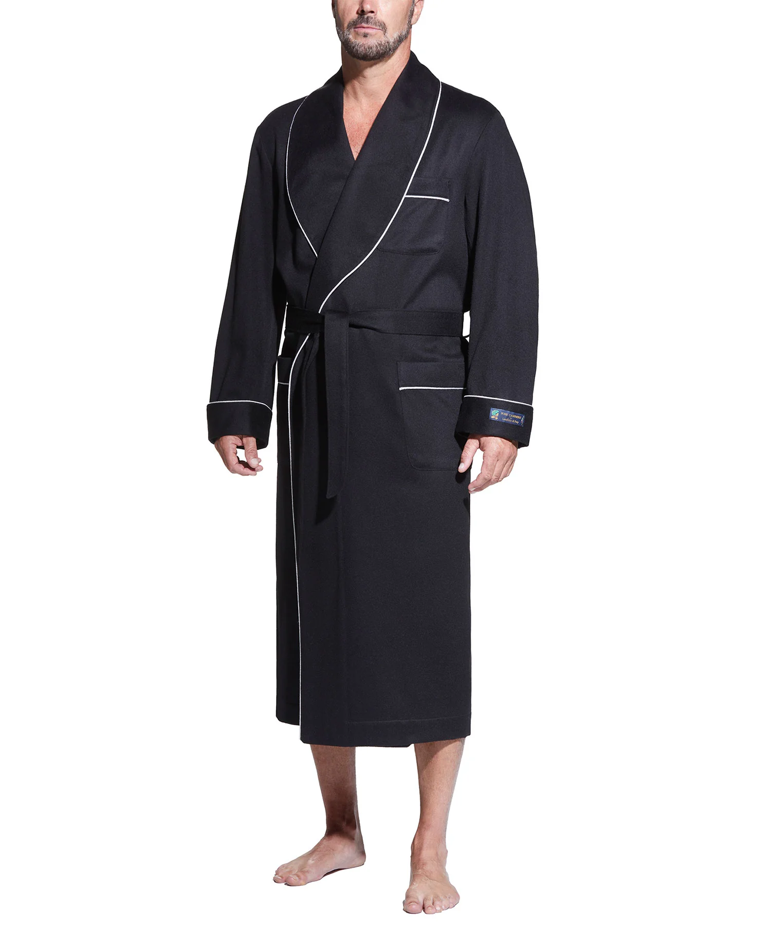 Westport Black Made-to-Order Customizable Cashmere Shawl Robe - Image 7