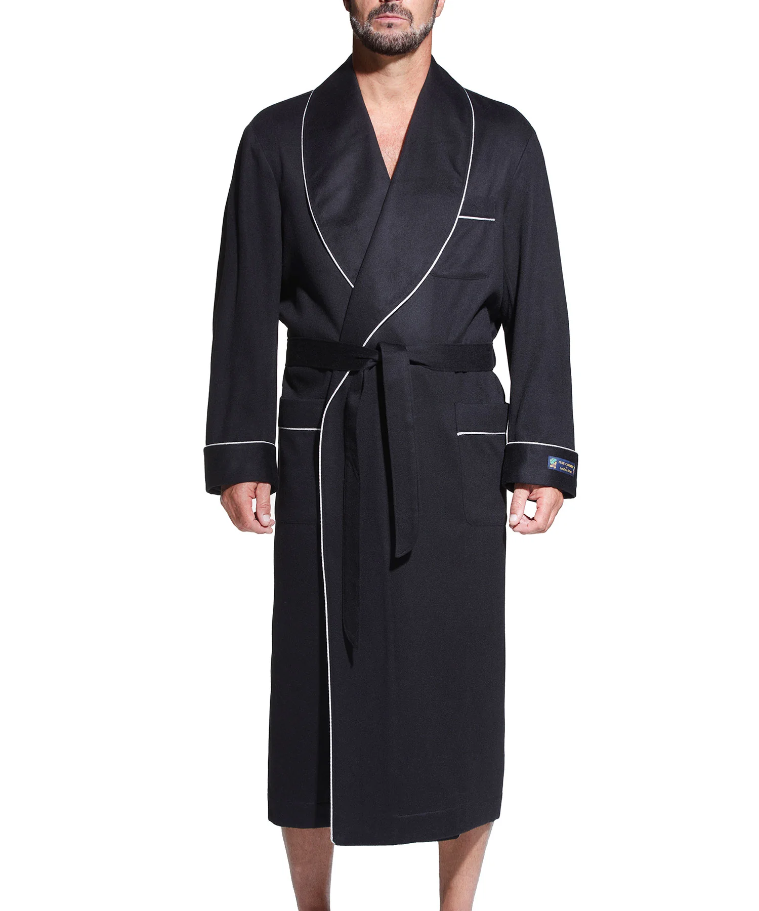 Westport Black Made-to-Order Customizable Cashmere Shawl Robe - Image 9